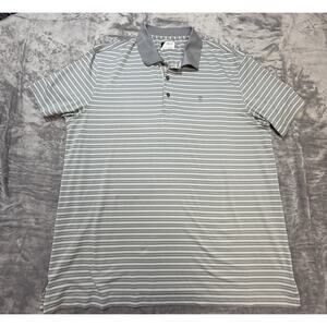 Izod Grey Striped Golf Polo Men's XL Lightweight Short Sleeve
